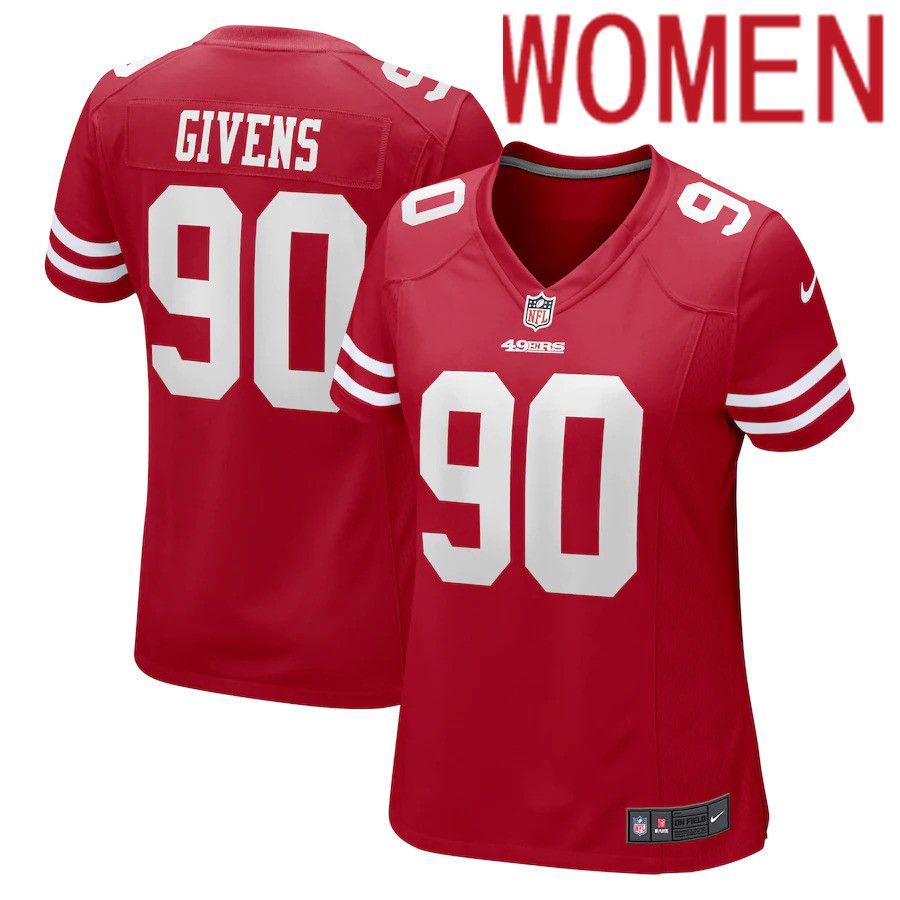 Women San Francisco 49ers #90 Kevin Givens Nike Scarlet Game NFL Jersey